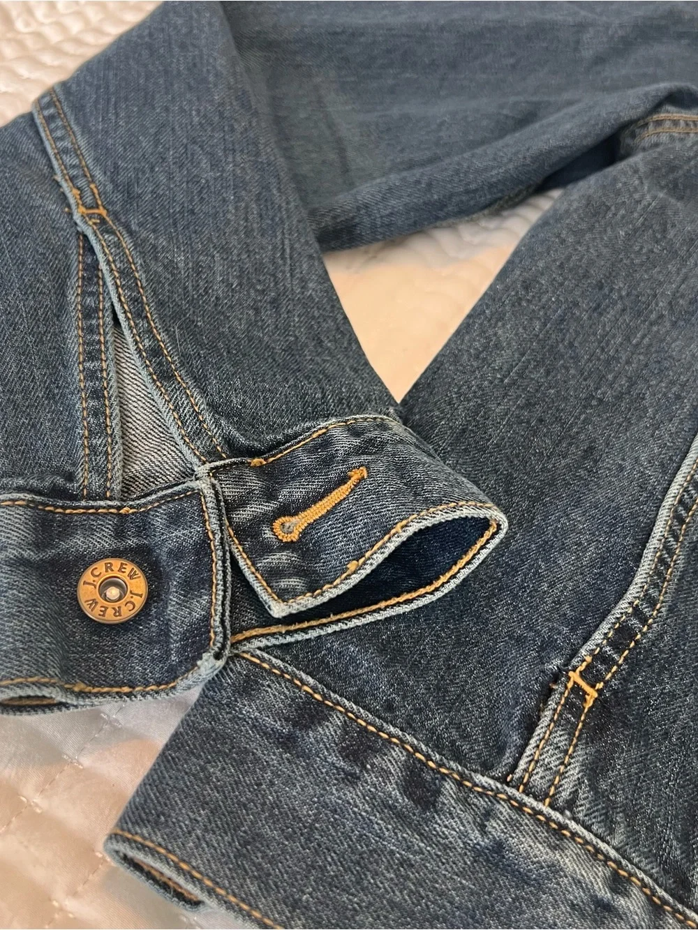 EUC J. Crew Jacket Mens S Blue Denim Trucker Button Front Pockets Cotton Classic